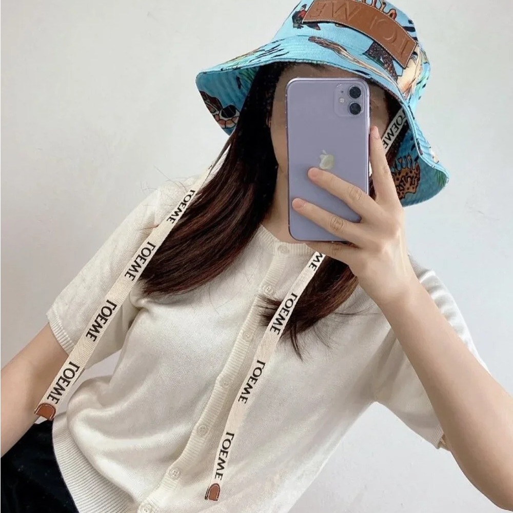 LOEWE Blue Bucket Hat with Mermaid Print - Picture 7 of 9